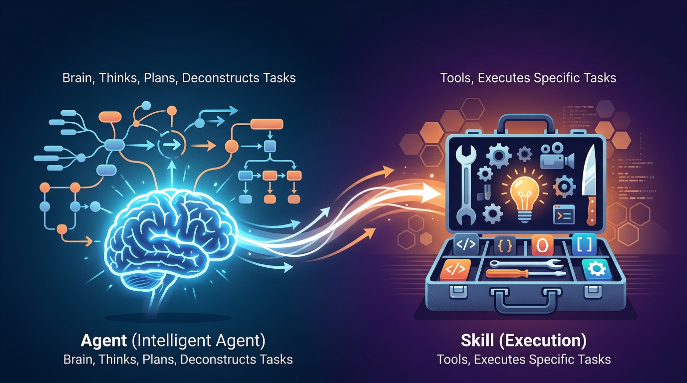 闲谈Agent 和 Skill 的区别：一个带脑子，一个带工具